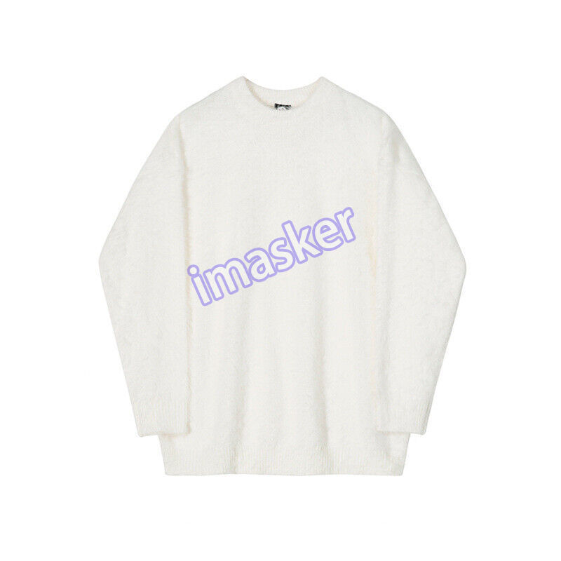 Mink Fur Knitted Sweater Men's Winter Korean Loose Top Round Neck Thick Sweater