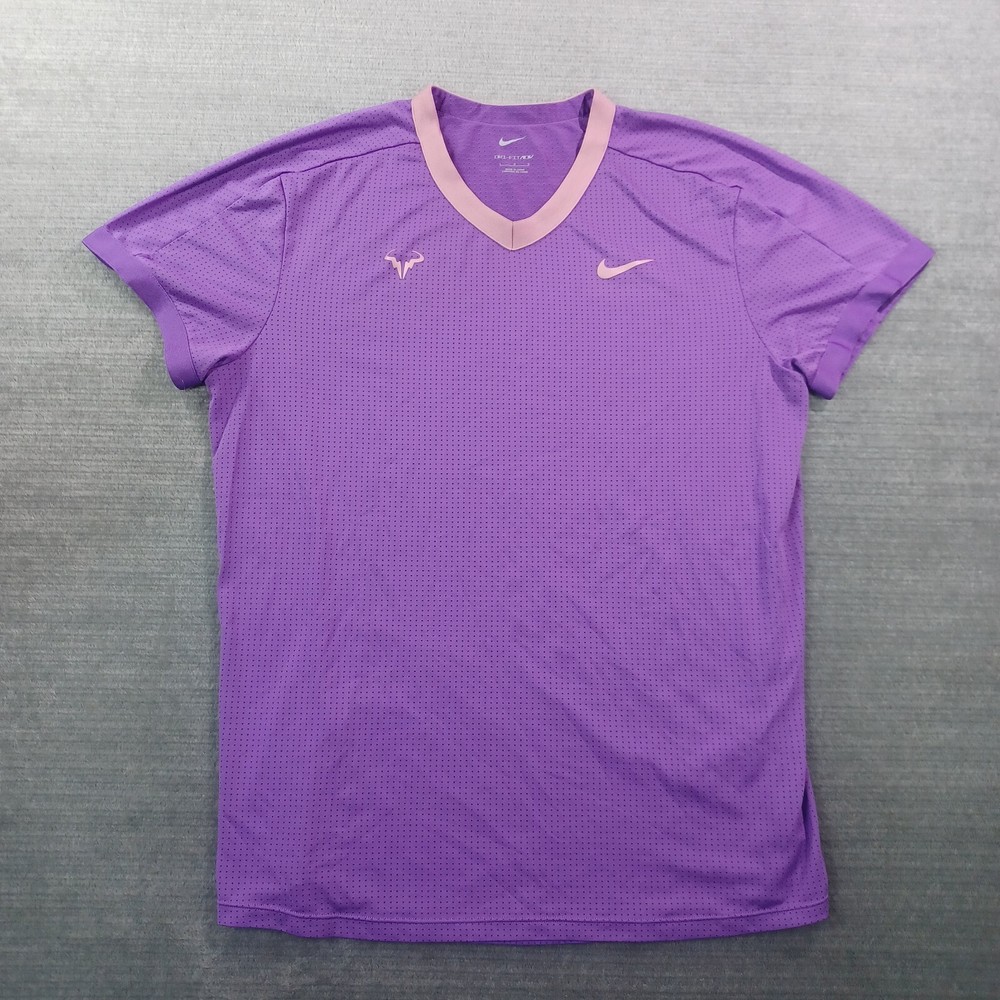 Nike Mens Large Purple Pink Rafa Nadal Challenger Rome Masters 2024 Shirt