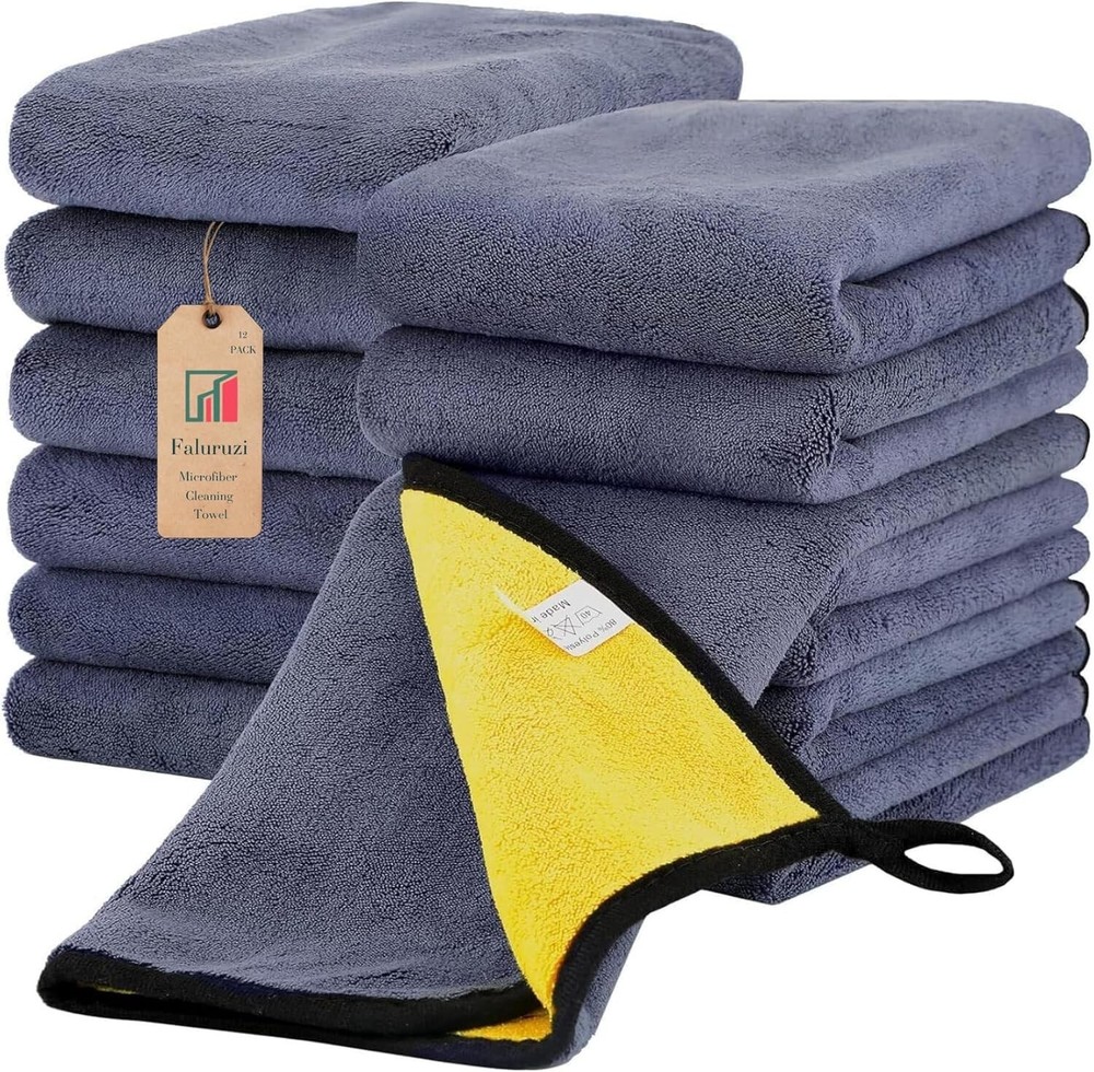 12 Pcs Large Thick Microfiber Cleaning Towel Auto Detailing Cloth Car Drying