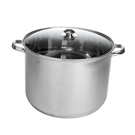24 Quart Stainless Steel Induction Ready Stock Pot with Encapsulated Base