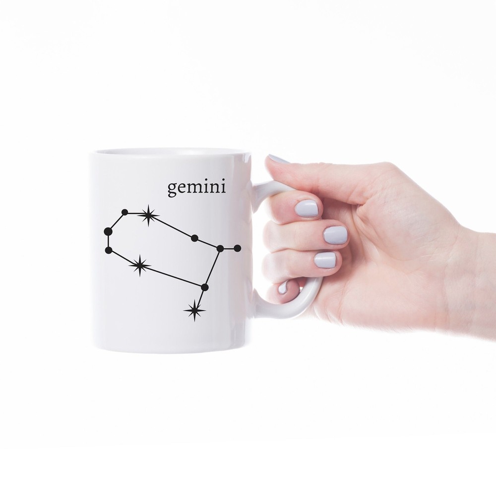 Custom Gemini Ceramic Coffee Mug Gemini Star Sign Mug Celestial Constellation