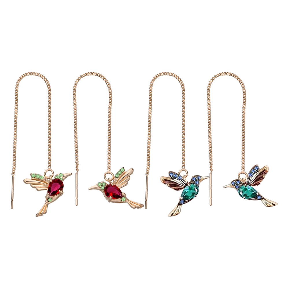 Hummingbird Wing Pendant Earrings with Pull-Through Threader Design