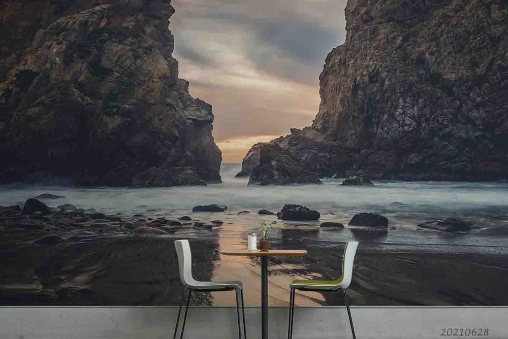 3D Ocean Rocks Landscape Wall Murals Wallpaper Murals Wall Sticker