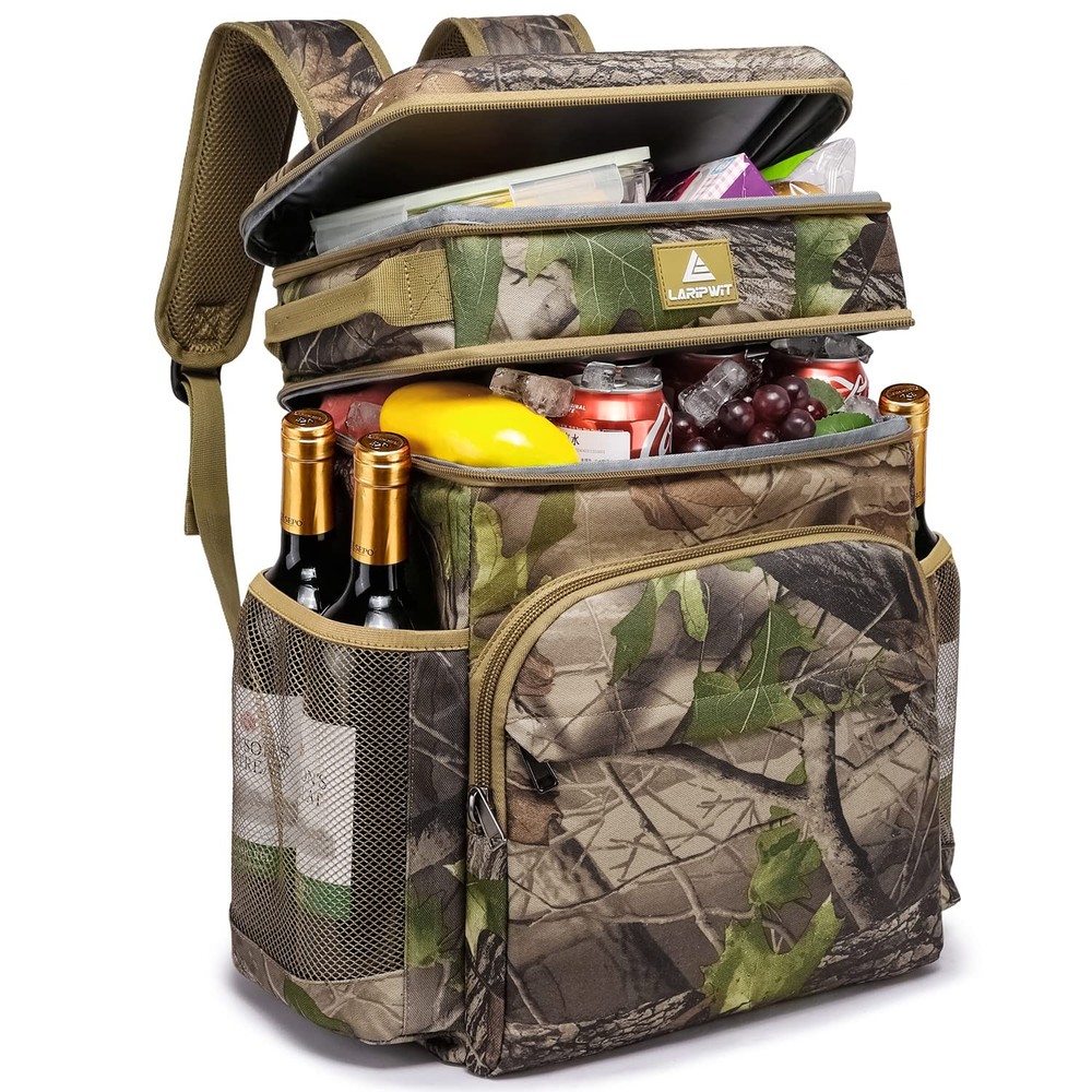 54-Can Insulated Camo Backpack Cooler Leak-Proof Double Deck Design for Outdoor Adventures