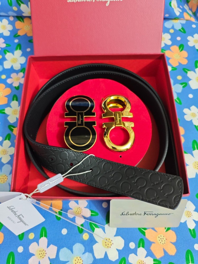 Authentic Salvatore Ferragamo 3.5cm leather belt