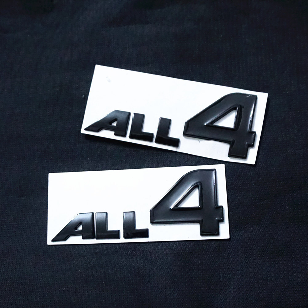 2PCS Black Glossy ALL4 Metal Badge Sticker Decal Emblem WORKS Cooper JCW Vehicle