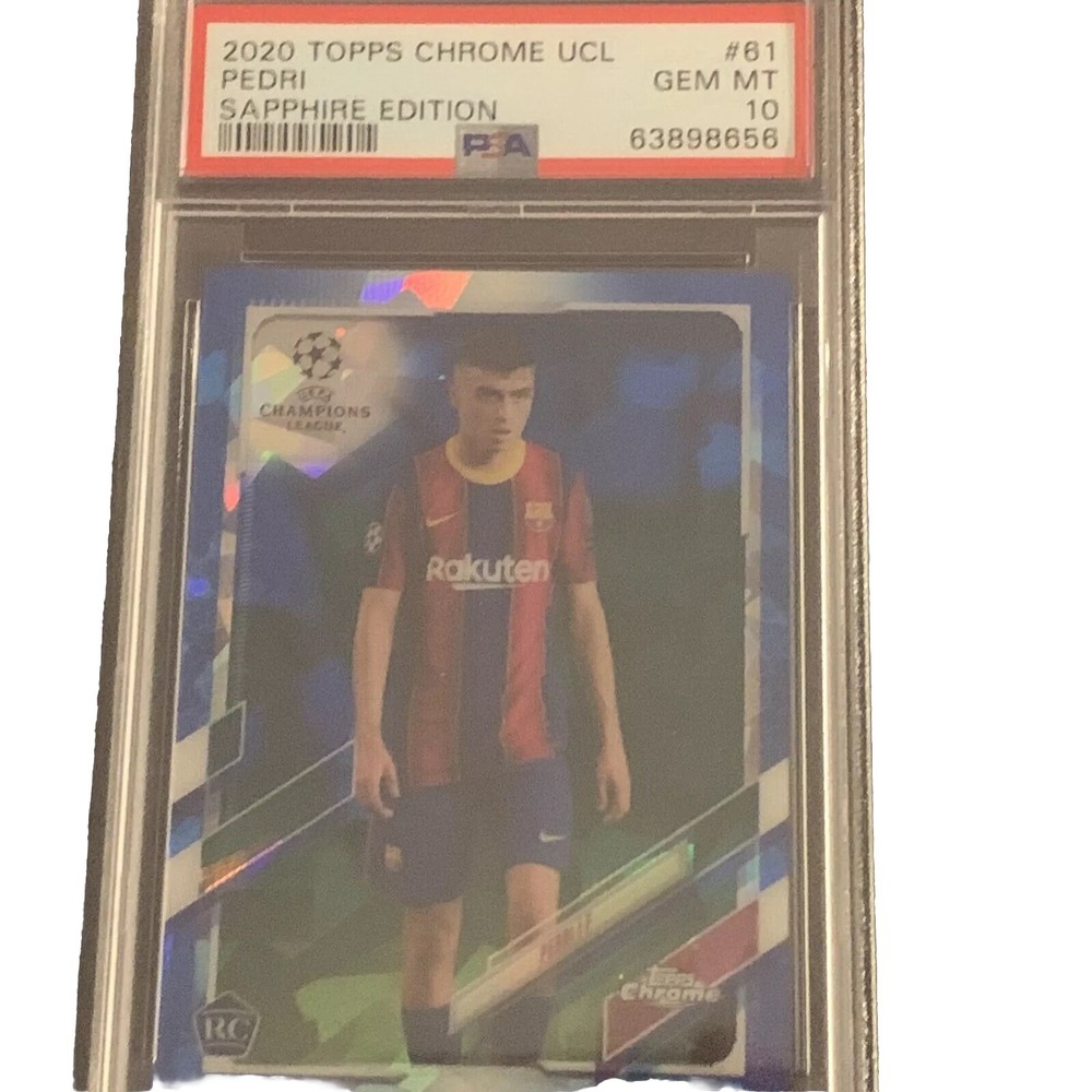 2020-21 Topps Chrome UEFA Sapphire Pedri RC #61 PSA 10 GEM MINT
