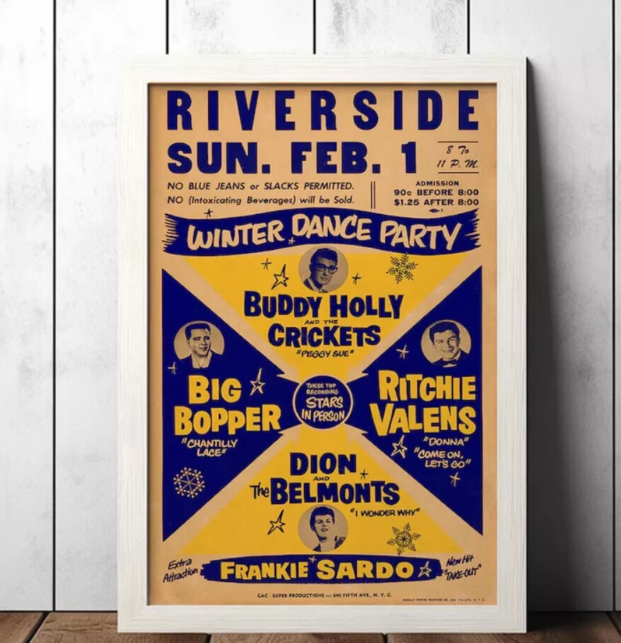 Buddy Holly & the Crickets 1959 Vintage Concert Poster