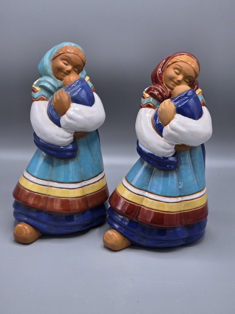 California Faience Figurines Signed PAIR