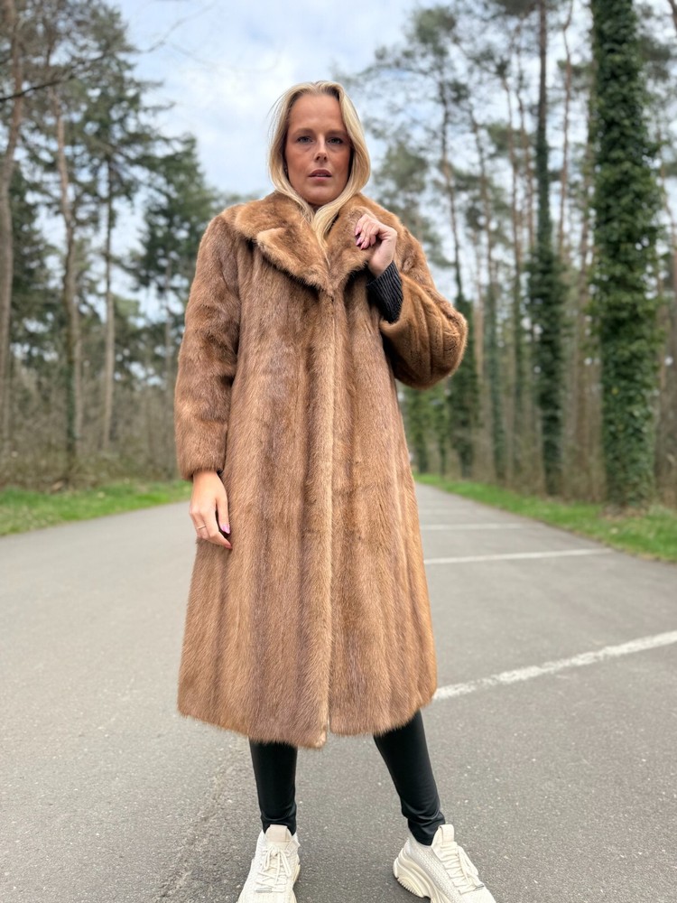 Light Pastel Mink Fur Coat, Large Size, High-Quality Fur, Brown Mink Coat, Mink