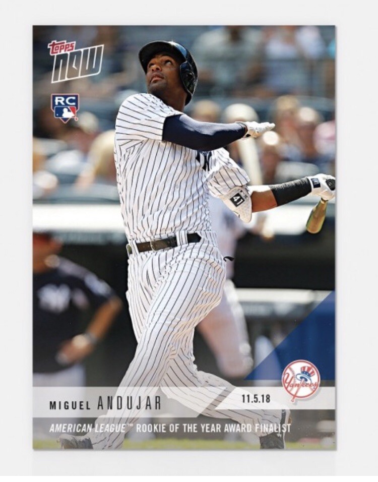 2018 Topps NOW Rookie Of The Year Finalist Miguel Andujar #OS15 Yankees