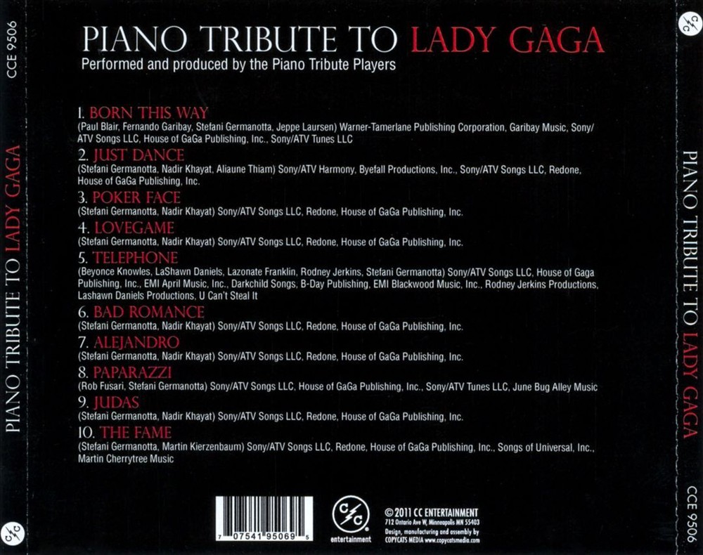 VARIOUS ARTISTS PIANO TRIBUTE TO LADY GAGA NEW CD