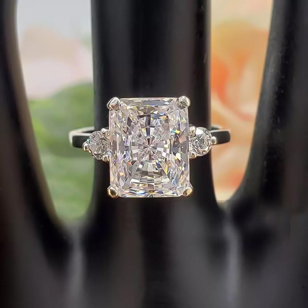 4.50 Ct Certified Radiant Cut White Solitaire Diamond 925 Sterling Silver Ring