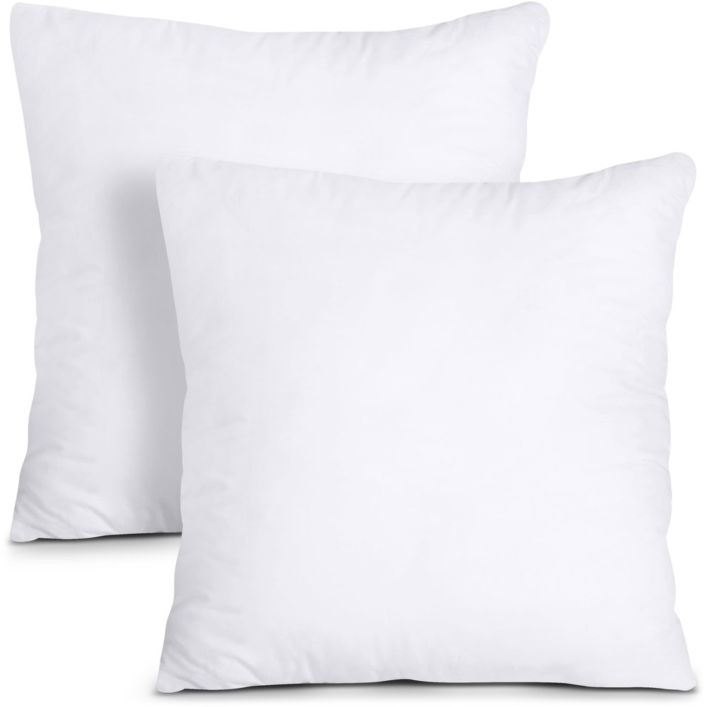 16x16 Inch White Throw Pillow Inserts (Pack of 2) for Bed & Couch Decor