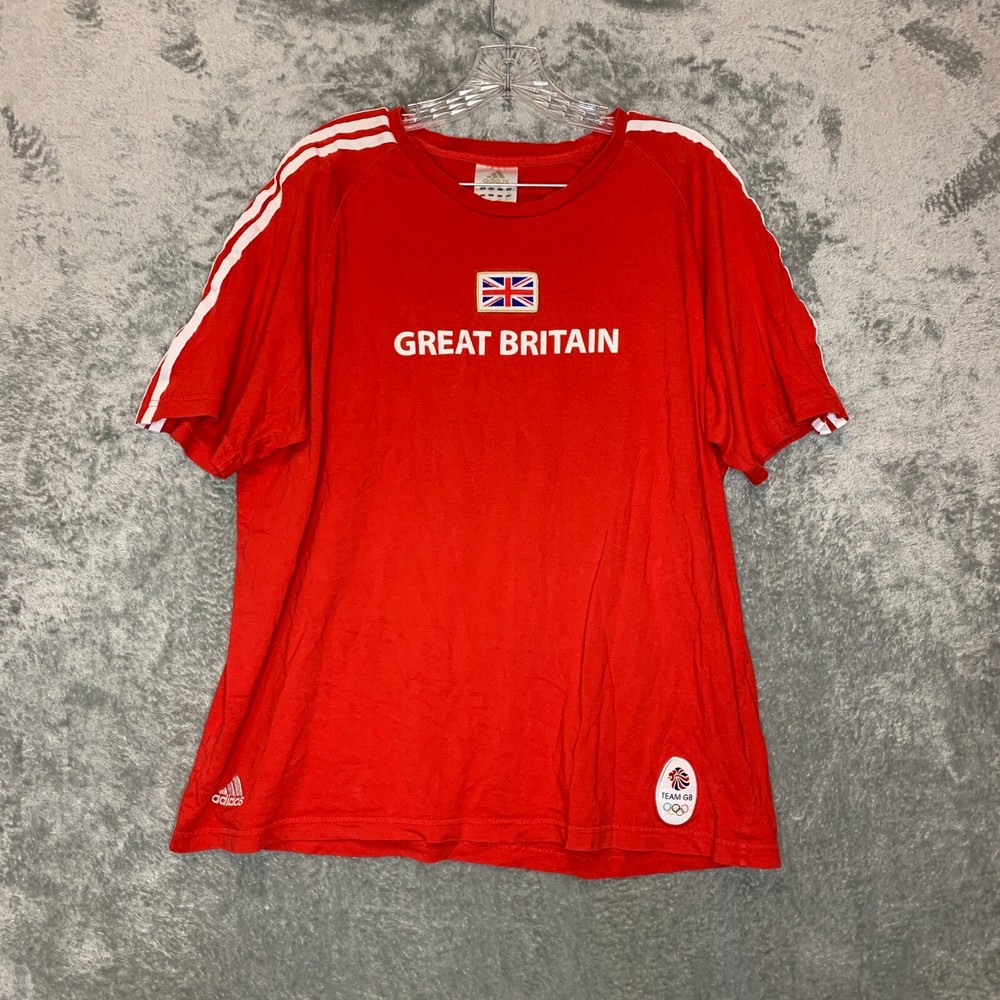 adidas Men GB Olympics 3 Stripes Raglan Crew Neck Shirt XL  