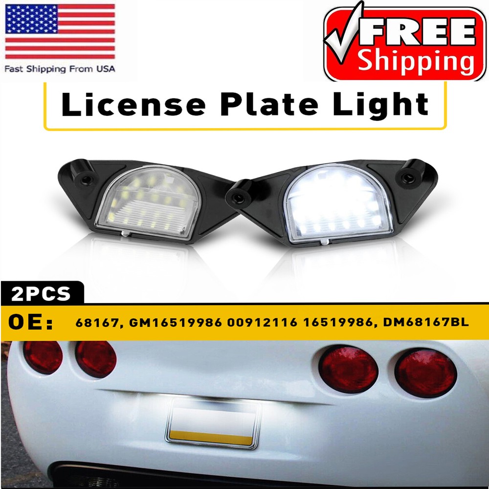 2X LED License Plate Lights Lamps White 6000K For 1984-2013 Chevrolet Corvette