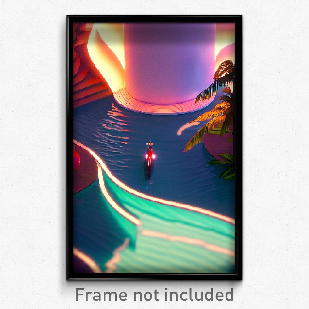 8 Bit Psychedelic Pixel Art Poster - Wavy Retreat Video Game Print
