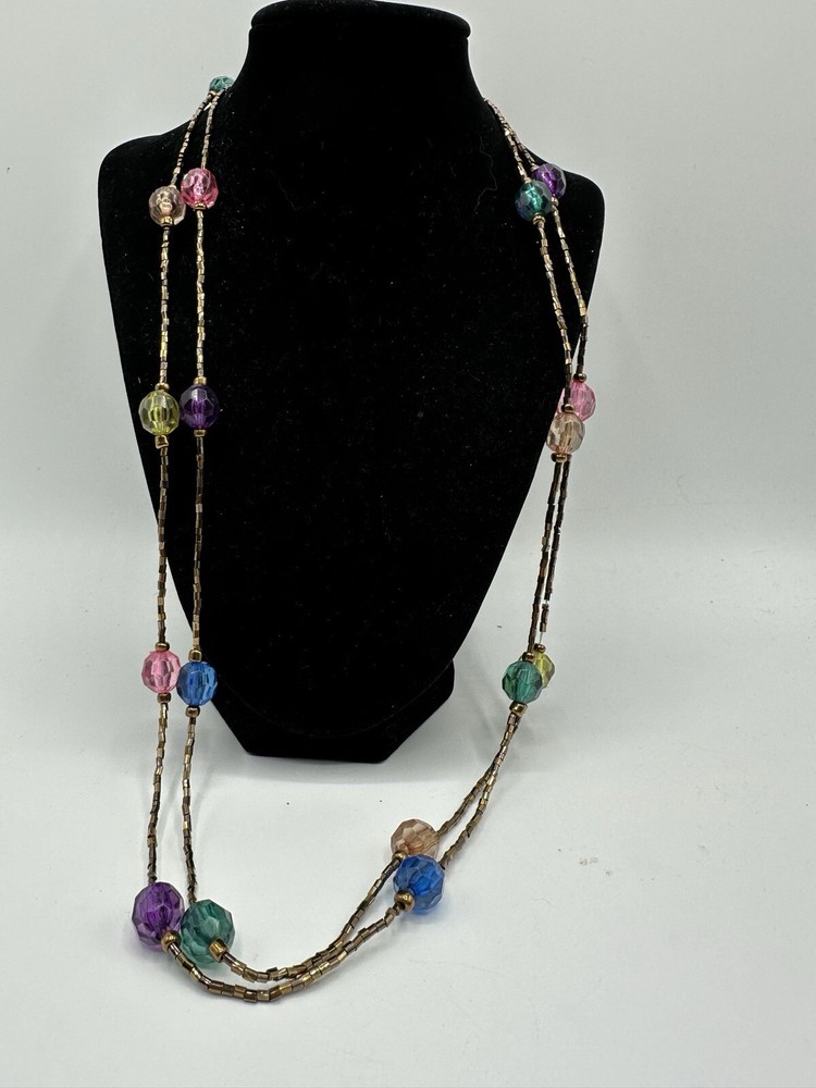 Colorful Acrylic Bead & Glass Beaded Necklace