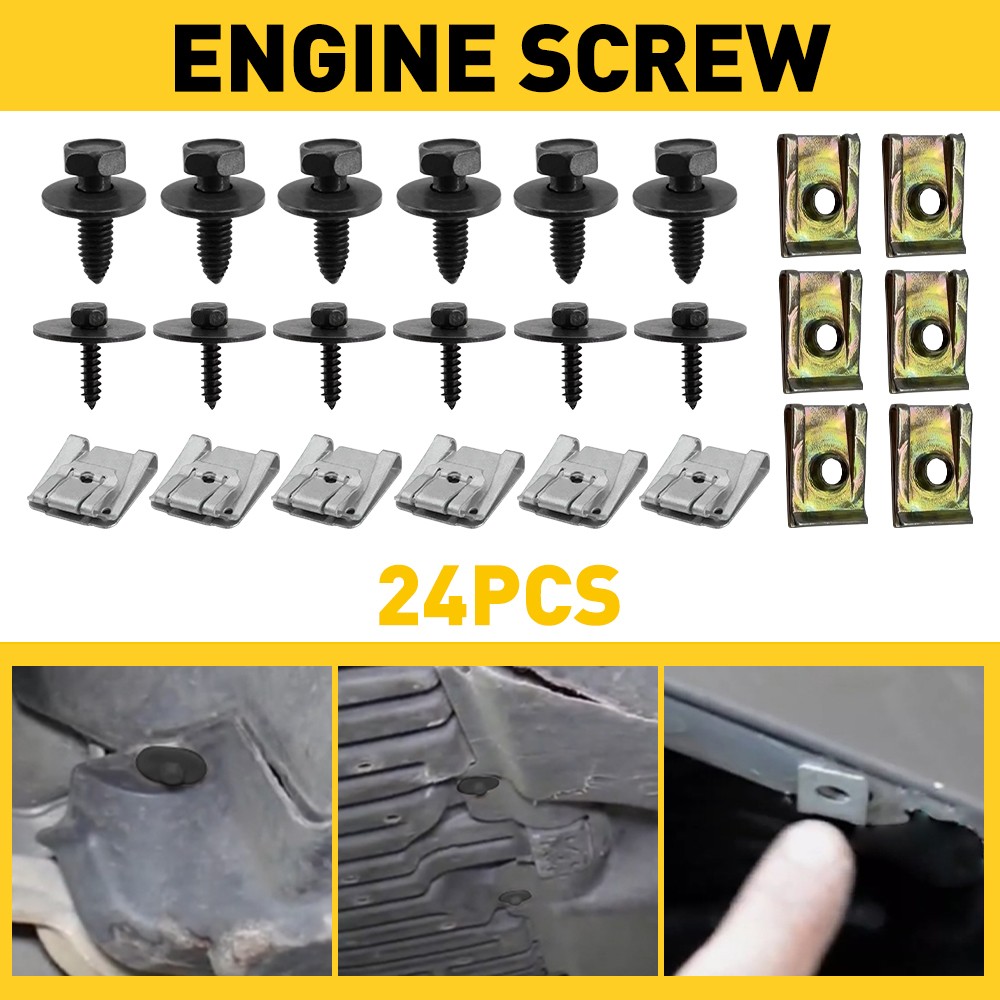 24pcs Undertray Clips For Mercedes-Benz Under Engine Shield Guard Bolt Screw KIT