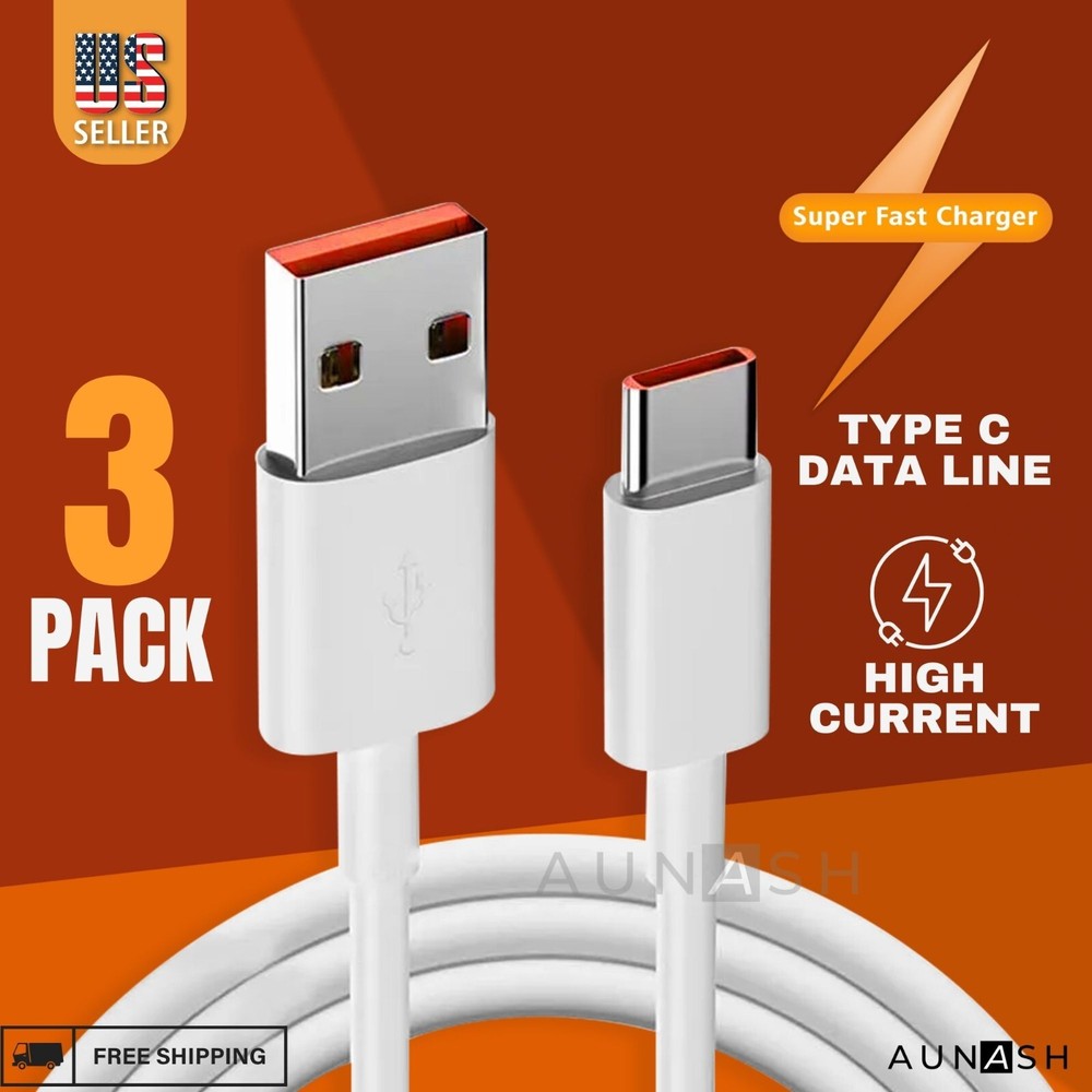 USB A to USB C Fast Charging Cable for Android 1 2 3 Pack