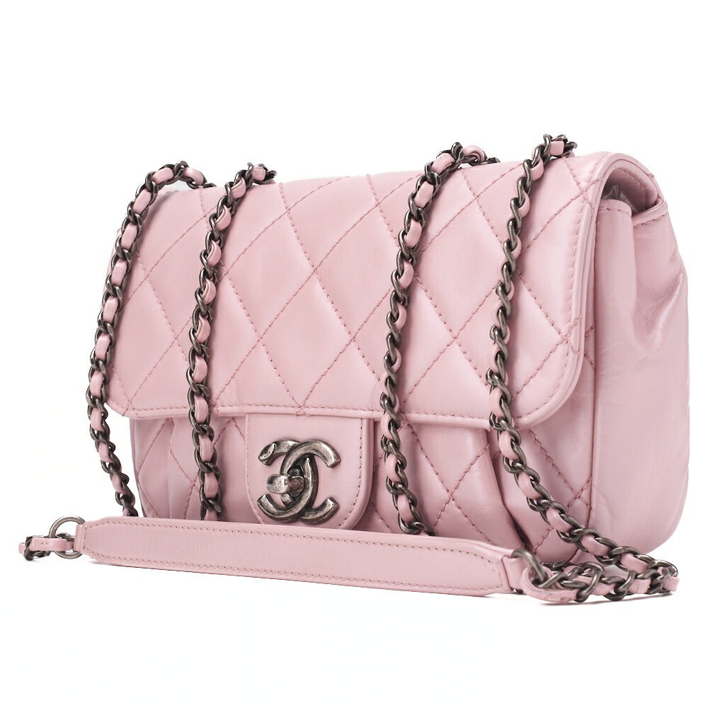CHANEL Mini Pink Matelasse Calf Shoulder Bag with Silver Chain Hardware 800041