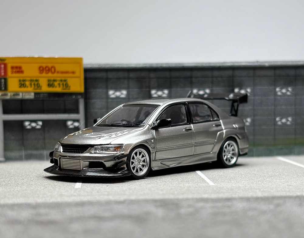 CM 1:64 Silver JDM Lancer EVO 9 IX VOLTEX Sports Model Diecast Metal Car