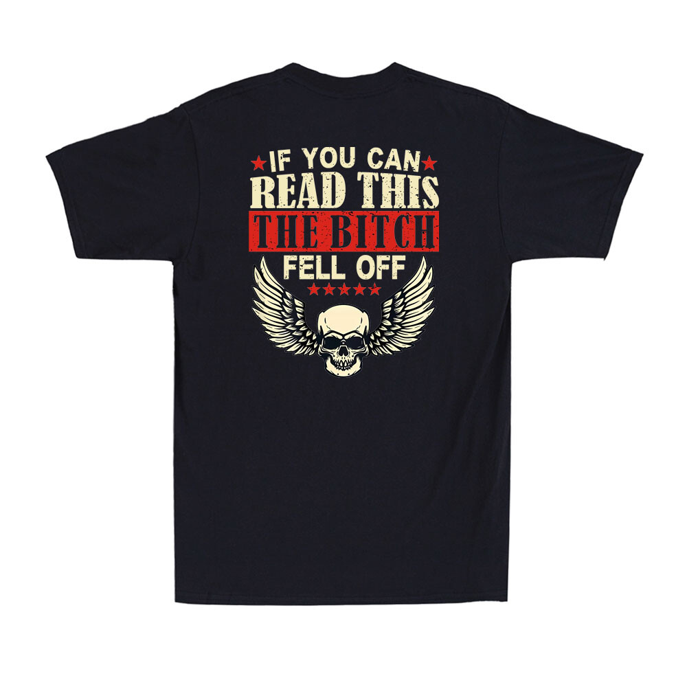 If You Can Read This The Girl Fell Off Biker Gift Retro Men's T-Shirt (on back)