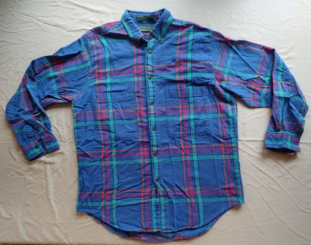 Vintage Levi Strauss Sutter Creek Cotton Flannel Plaid Button- Down Shirt Large