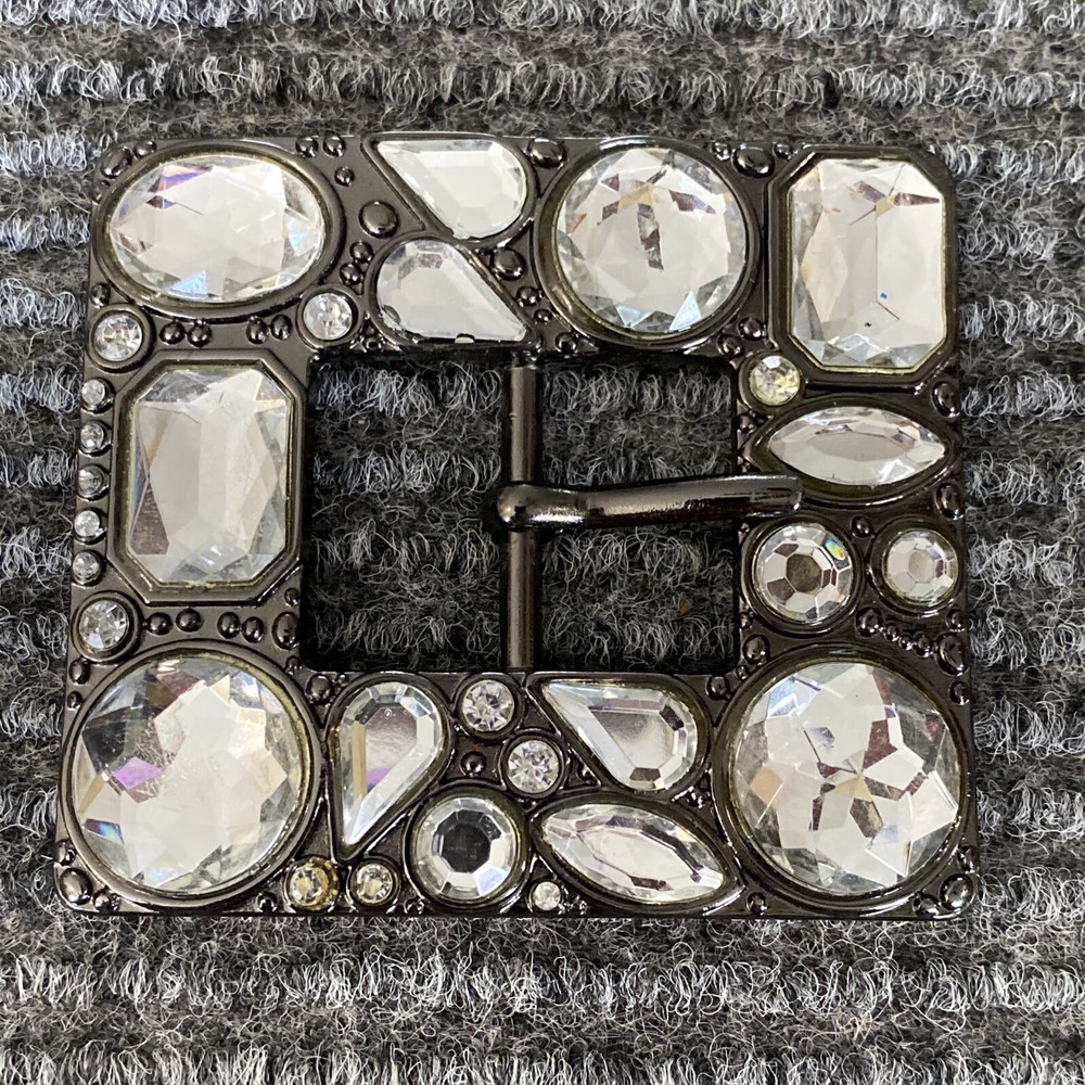 Belt Buckle Women’s Silver Rhinestones Square