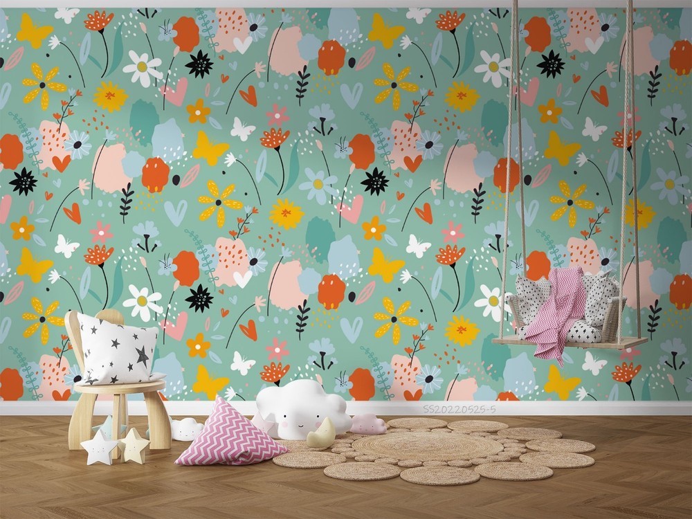 3D Flowers Watercolor Pattern Wall Murals Wallpaper Murals Wall Sticker