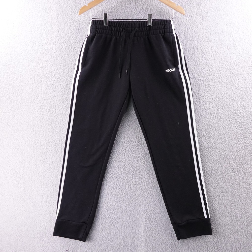 Adidas Kids Black White 3 Stripe Joggers Pants Athletic Track Size Boys M