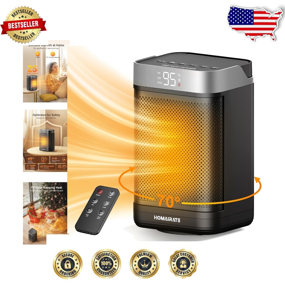 Efficient 1500W Space Heater with Safety Features & Remote Control - Indoor Use