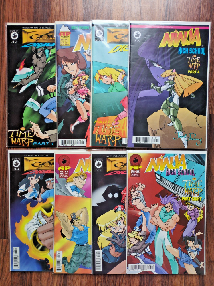 Ninja High School Gold Digger Time Warp Complete Set 1996 1997 Antarctic