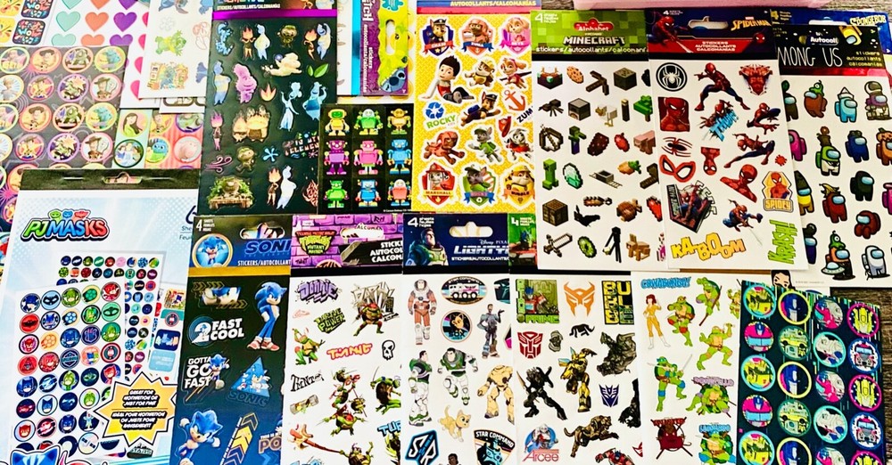 10 Full Sticker Sheets | Themed BOYS PJ MASKS BLUEY DRAGON BALL Z MARVEL CARS
