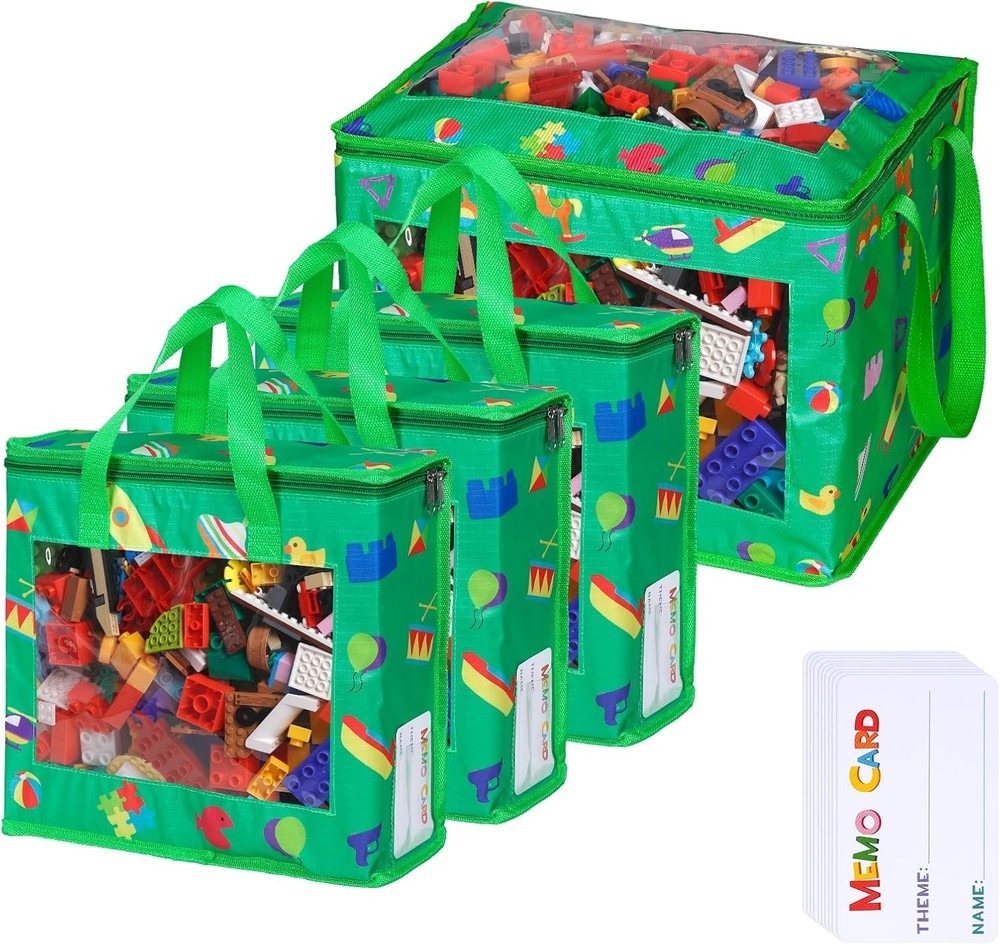 4 Pack Waterproof Toy Storage Bags with Labels Oxford Cloth Extra Large Large