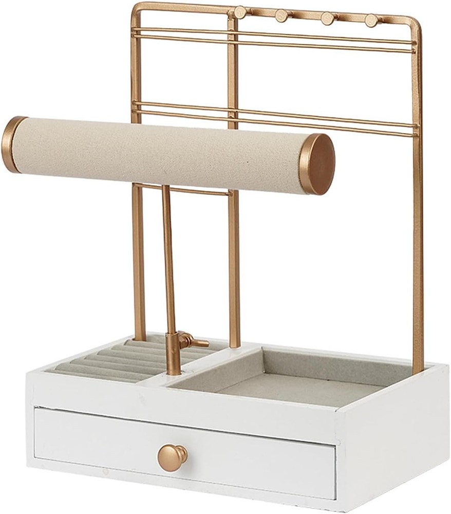 TANG SONG Multi-Functional Drawer Storage Rack Necklace Display Stand White