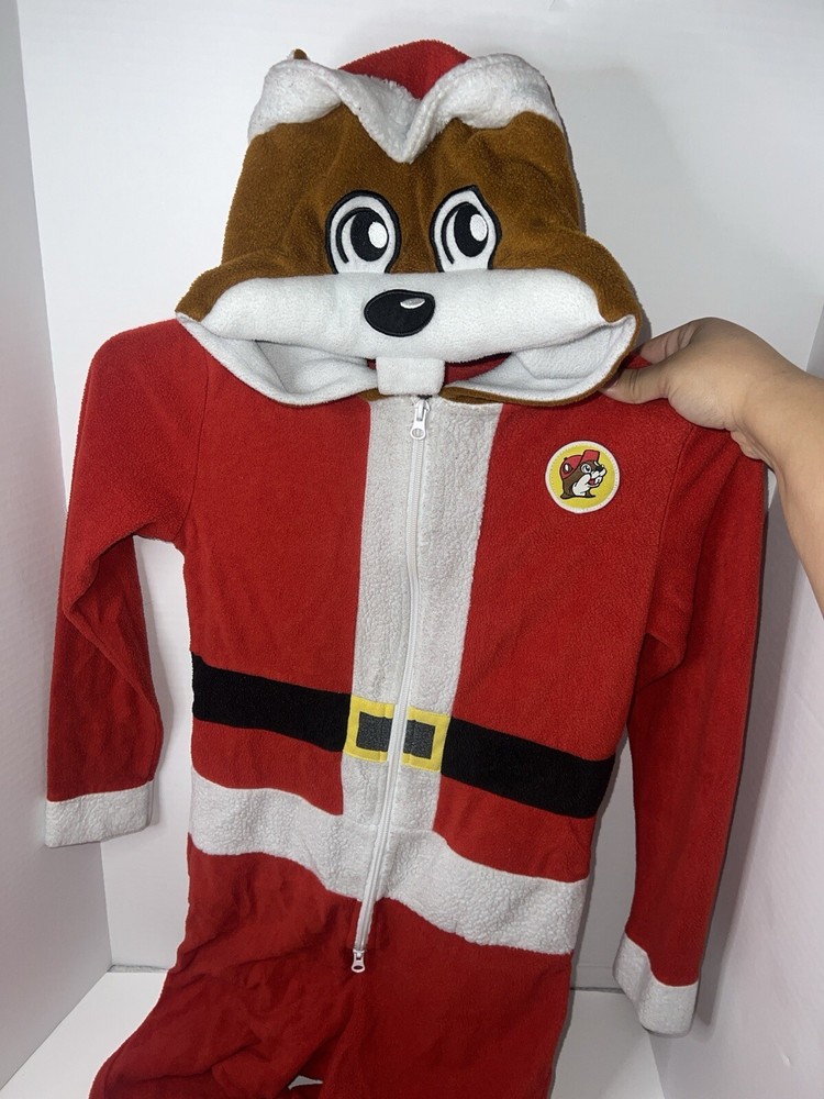 Buc-ee's Youth XS / S Beaver Mascot Buc Union Santa Body Suit Costume Pajama