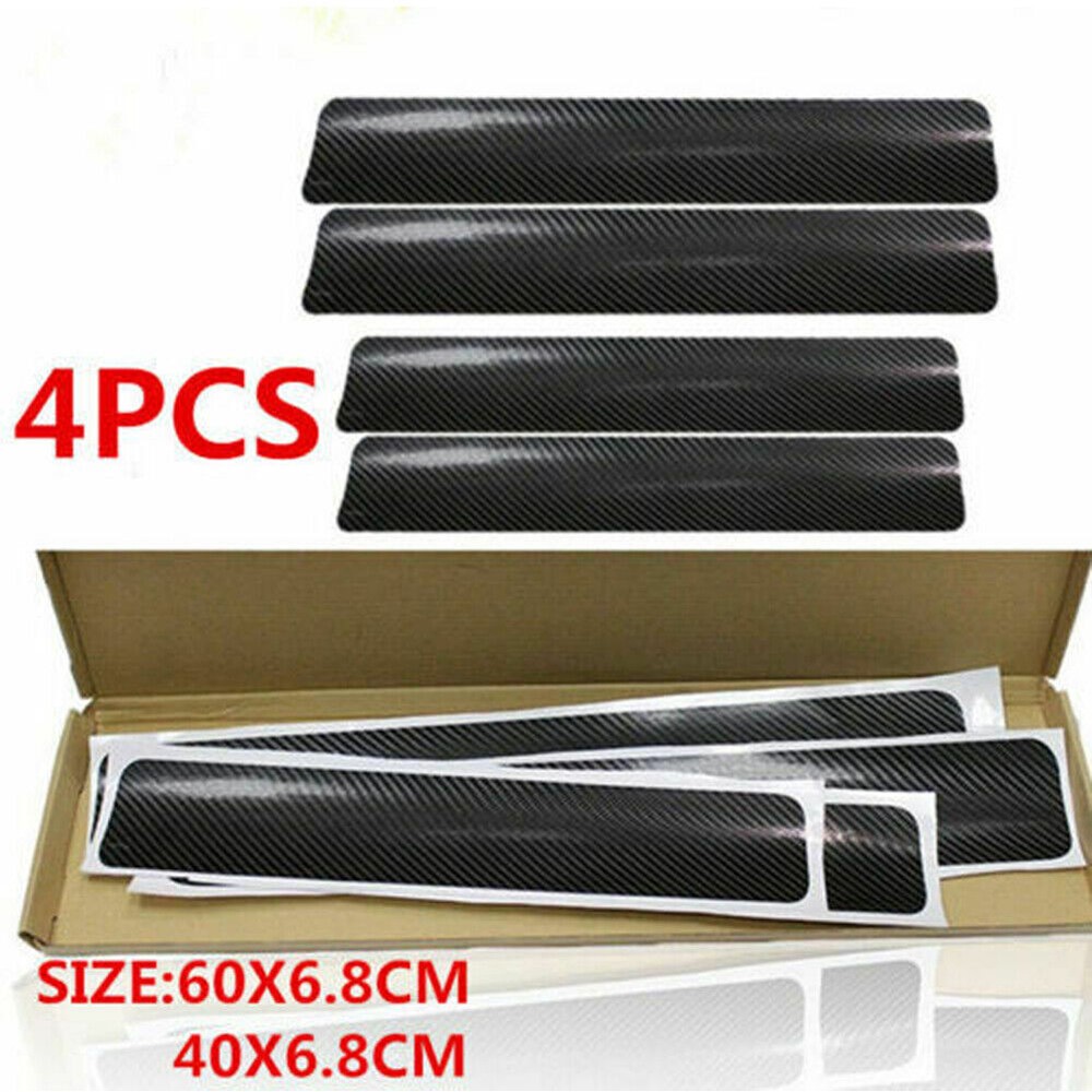 4X Accessories Carbon Fiber Car Door Plate Sill Scuff Cover Anti Scratch Sticker