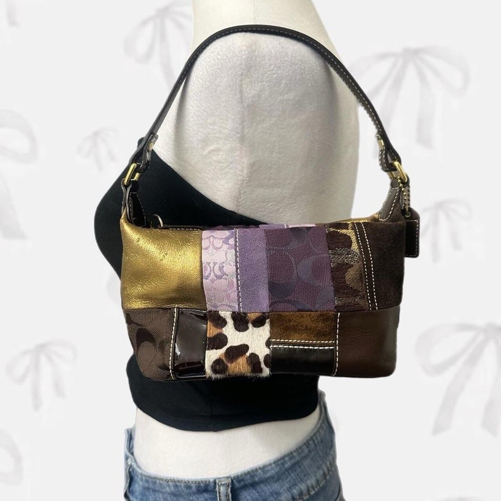 Very Rare Vintage Coach 9x7 Inches Patchwork Shoulder Bag