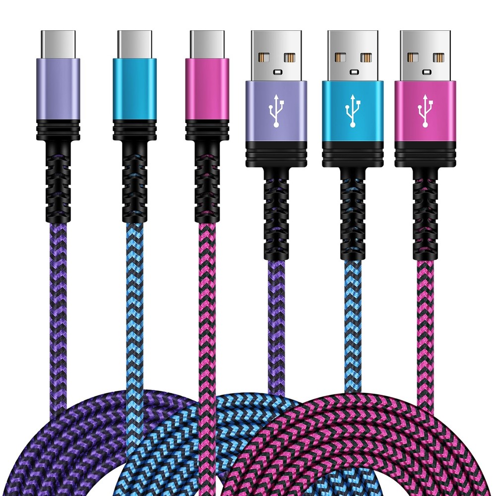 USB to USB C Cable 6FT/3Pack for iPhone 15/15 Pro/15 Pro Max/15 PlusUSB A to ...