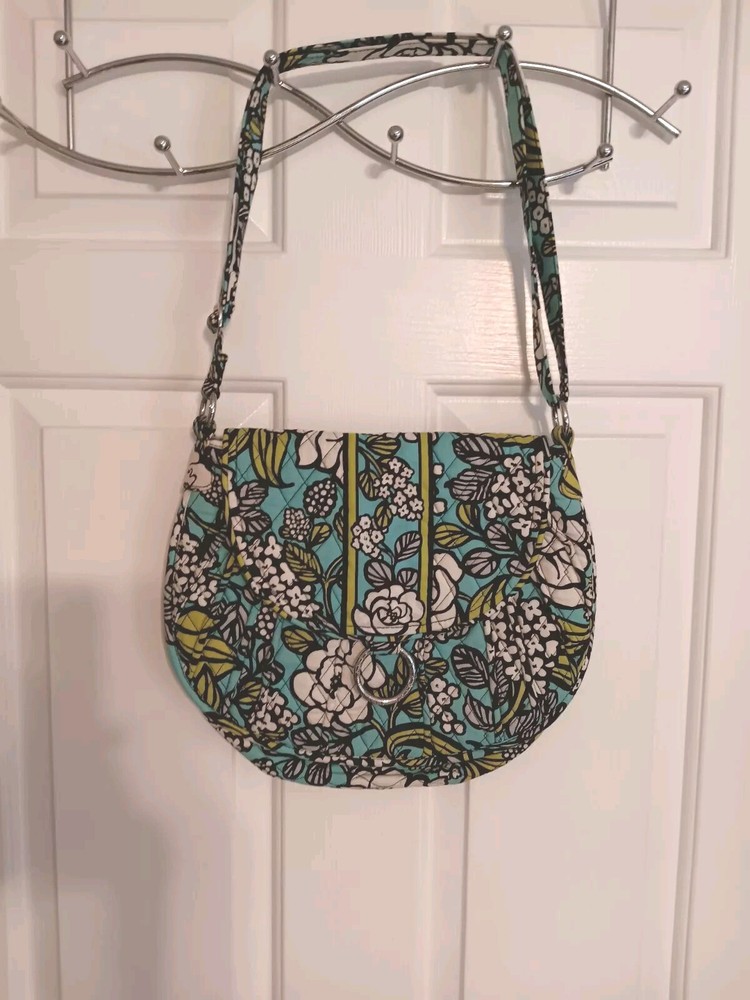 Vera Bradley crossbody womens blue green white floral purse -