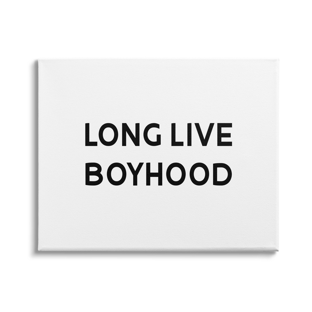 Stupell Kids' Long Live Boyhood Motivational Wall Art Black 30x24