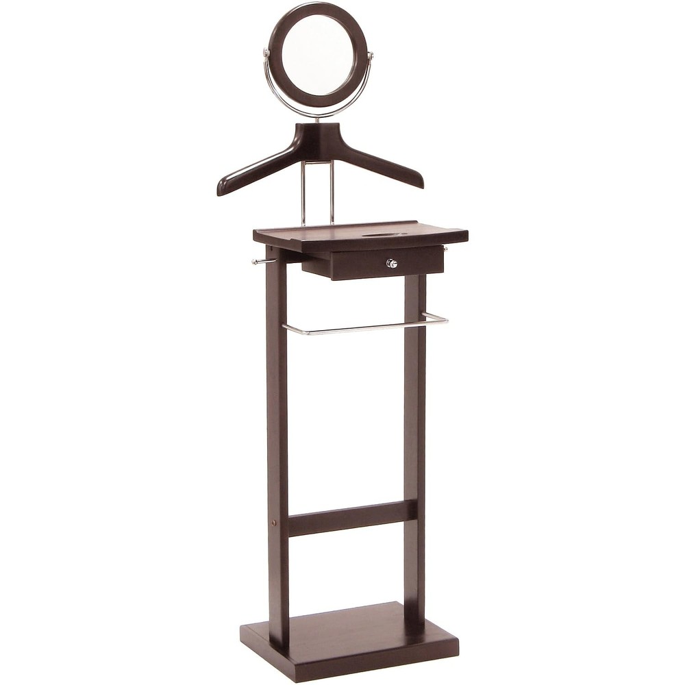 Dark Espresso Wooden Valet Stand with Sturdy Wood Base (92155)