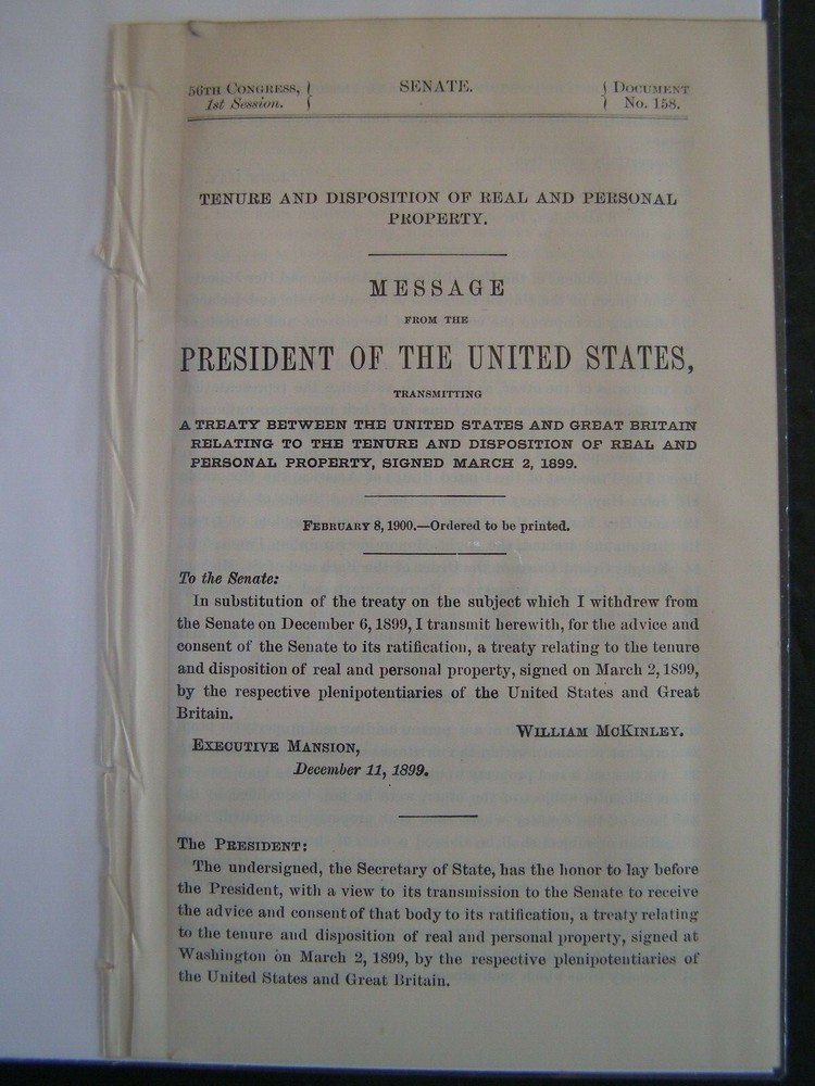Government Report 1900 Tenure & Disposition of Real & Personal Property