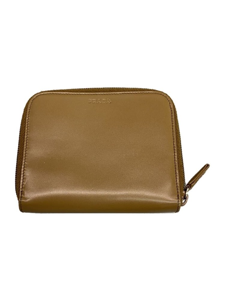 PRADA Folded Wallet Leather BRW Solid Ladies