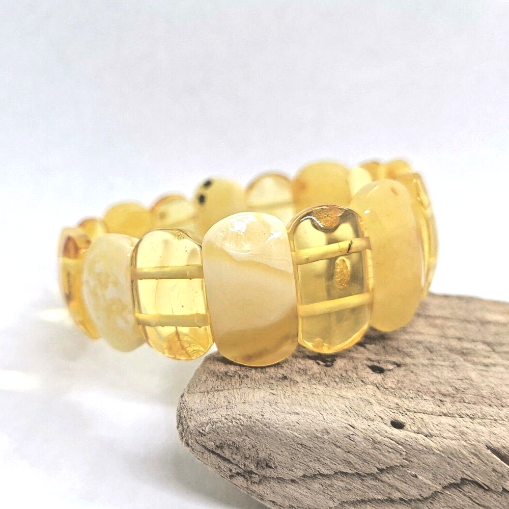 Natural Baltic Amber Bracelet White Massive, Gift For Her