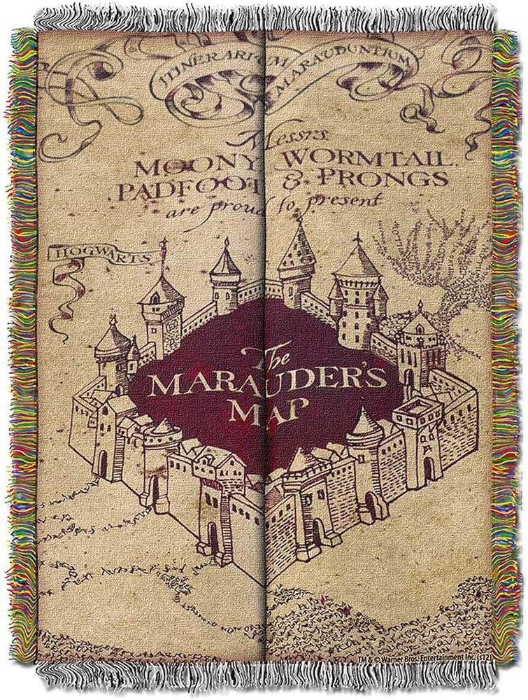 Marauders Map Woven Tapestry Throw Blanket 48x60 Inches