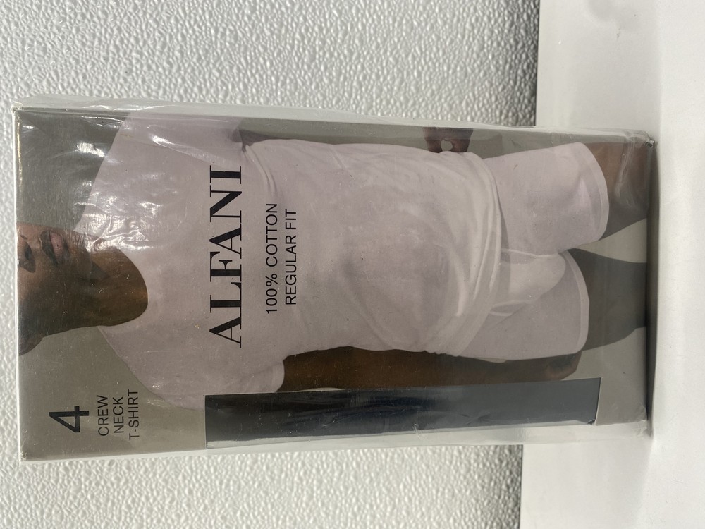 Alfani Mens Regular Fit Cotton Crew Neck T-Shirt Pack of 4 Size XXL Black