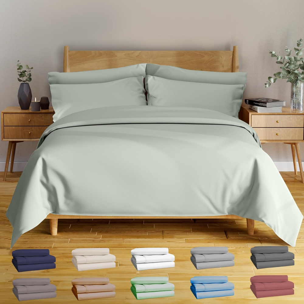 Luxury 6-Piece Queen Sheet Set - 100% Bamboo Viscose Soft & Breathable