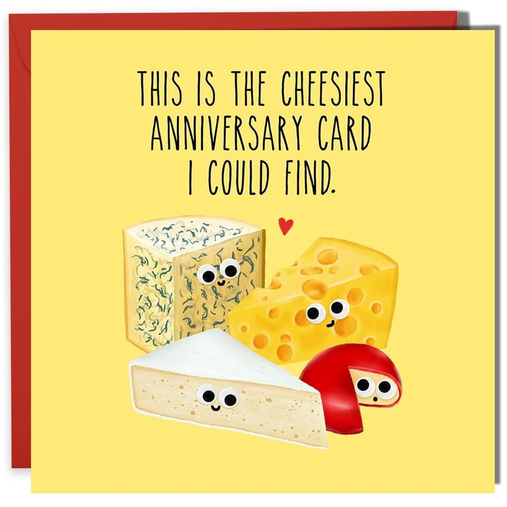 CENTRAL 23 Cheesiest Anniversary Card for Her - Hand Illustrated, Cute, Quirk...